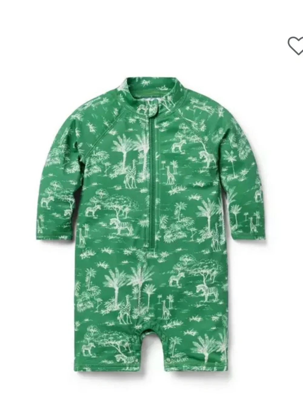 Janie and Jack Green Tropical Safari One-Piece Rashguard